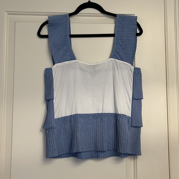 JCREW - Blue Ruffle Top Size Small - Picture 2 of 3